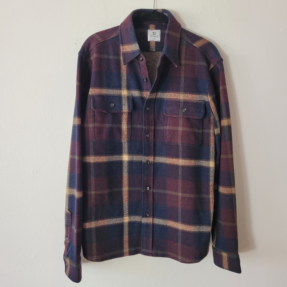 7 Diamonds Mens Generation Plaid Flannel LS Button‎ Down Shirt Medium Burgundy
